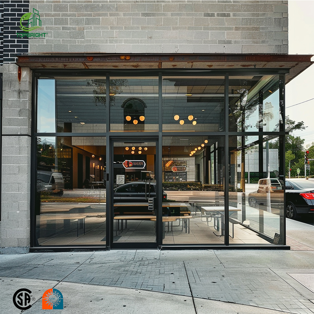 Topbright Modern Commercial Hotel Storefront Door Soundproof Aluminum Framed Double Glass Exterior Security Hinged Foldable
