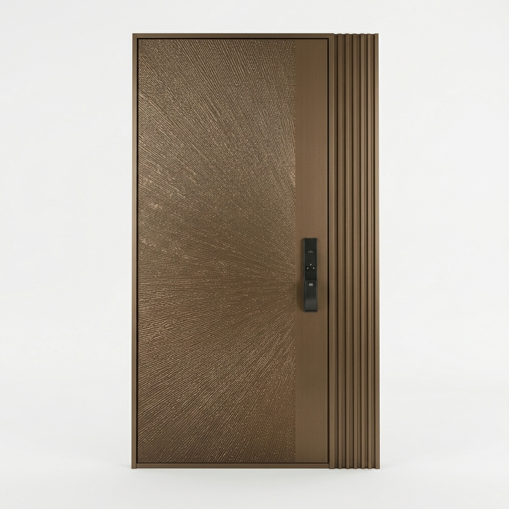 Modern Cast Aluminum Villa Entry Door Weather Resistant Anti Burglary Main Door Multiple Lock Option For Residential Building