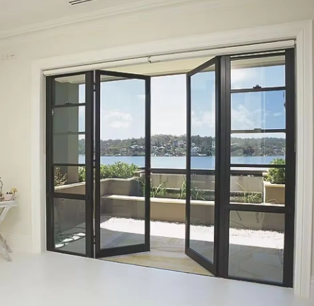 Aluminum Frosted Glass Waterproof Smart Interior Thermal Break Front Double Glass Casement Commercial Doors