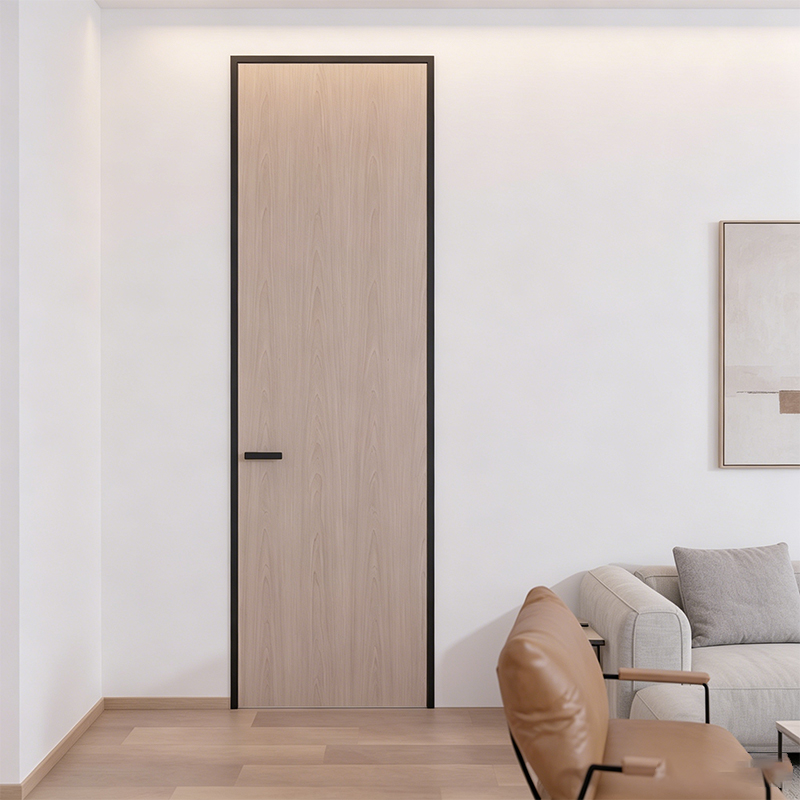 Factory Direct Sale Modern Aluminum Honeycomb Interior Door Impact Resistant Soundproof Villa Aluminum Frame Wood Veneer Door