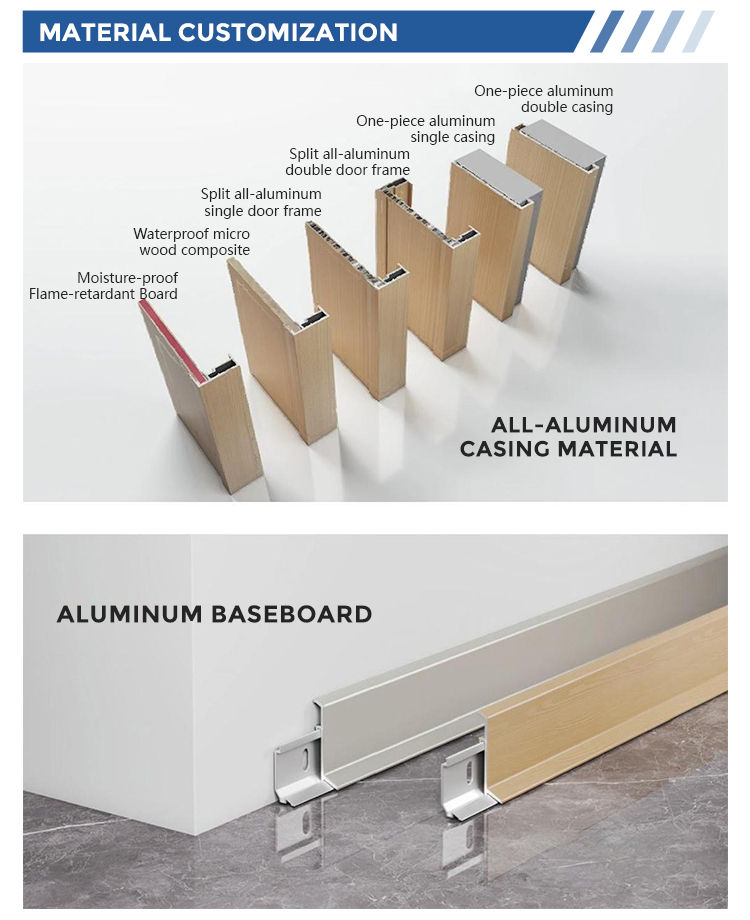 Fire Rated Aluminum Interior Door 45mm Custom Size for Bedroom Villa Apartment 2 Year Warranty Fireproof Security Solution
