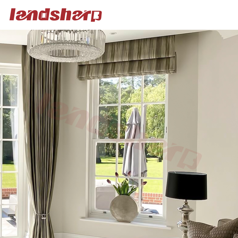 Landsharp European French Style Black Aluminium Glazed Sash Sliding Windows Aluminum Double Hung Window Hung Window