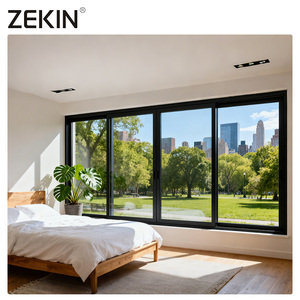 ZEKIN Hurricane Impact Double Glazed Profile Windows and Doors Frame Glass Aluminium Waterproof Black Sliding Window