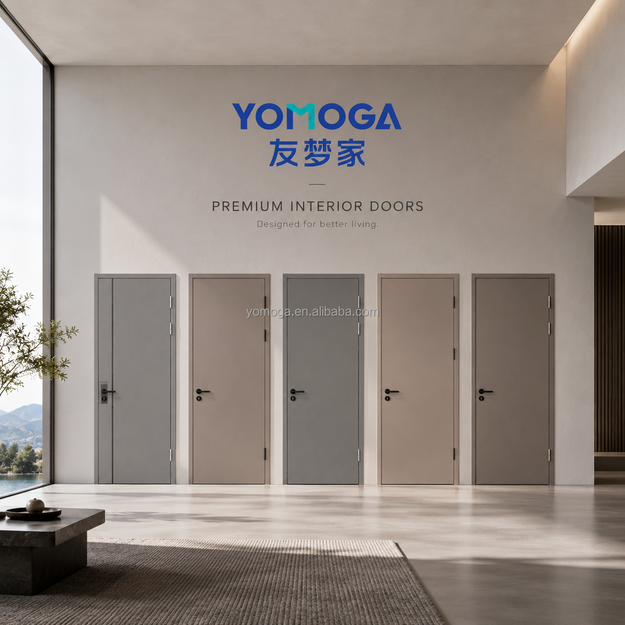 Yomoga All-Aluminum Wooden Waterproof Soundproof Termite and Fire Resistant Interior Door for Hotel &amp; Villa
