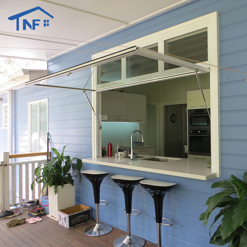 Aluminum Gas Strut Awning Window Double Glazed Glass Aluminum Windows For Kitchen