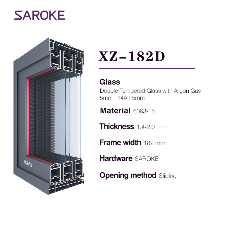 Weather Resistant With Mosquito Screen Thermal Insulated Aluminum Sliding Door for Outdoor Patio Terrace Application