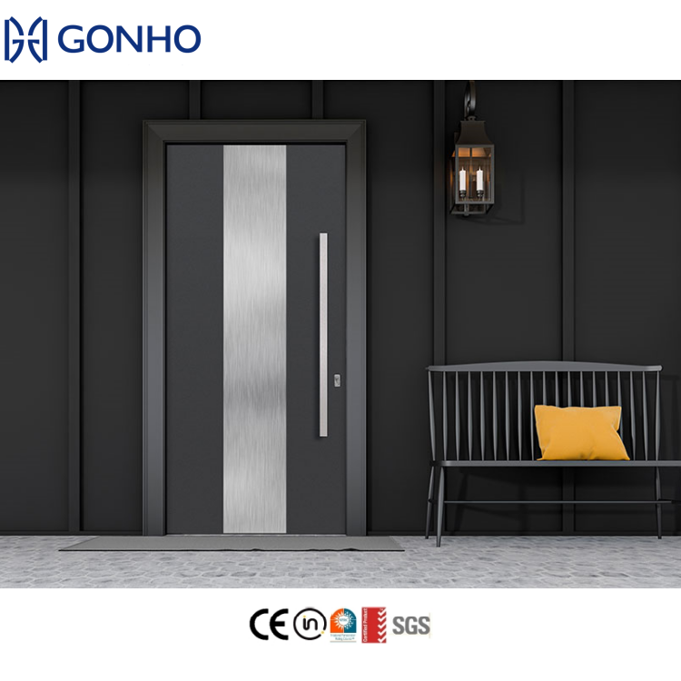 WANJIA Modern Waterproof Swing Aluminium Exterior Pivot Doors Front Entry Glass Door