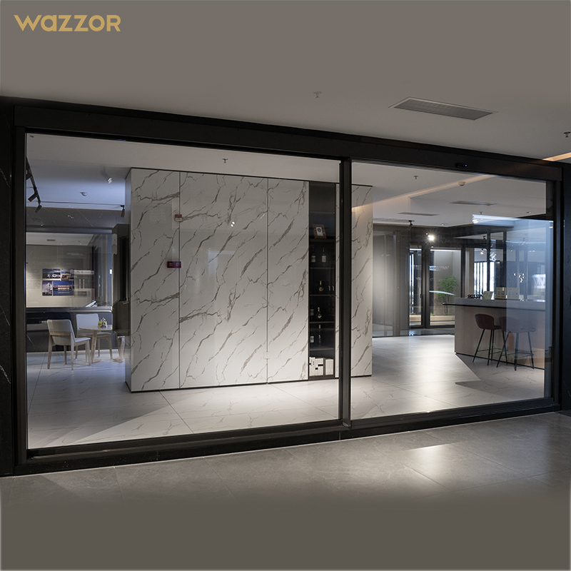 Wazzor 2026 Modern Aluminum Alloy Double Glazed Sliding Glass Door for Interior Outdoor Waterproof Use in Patio Garden Garage