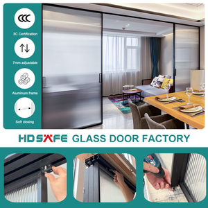 HDSAFE Slim Frame 8mm Glass Door Interior Factory Price Villa Hotel Project Black Telescopic Soft Closing Aluminum Sliding Door