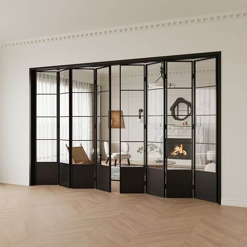 Professional Chinese Manufacture High Quality Aluminum Folding Patio Glass Bi-Fold Doors For Hotel Villa Bathroom