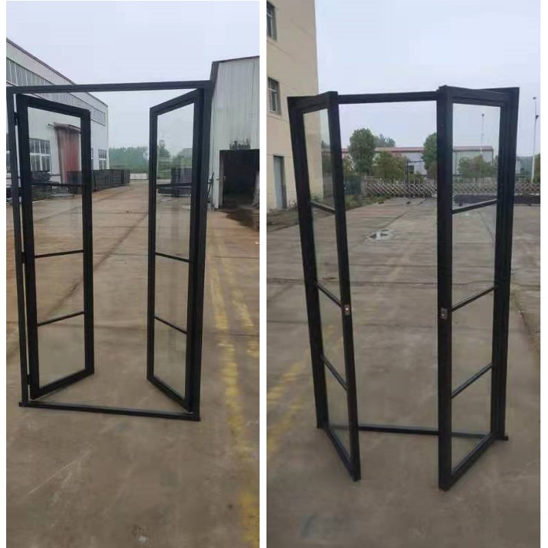 Aluminum Frosted Glass Waterproof Smart Interior Thermal Break Front Double Glass Casement Commercial Doors