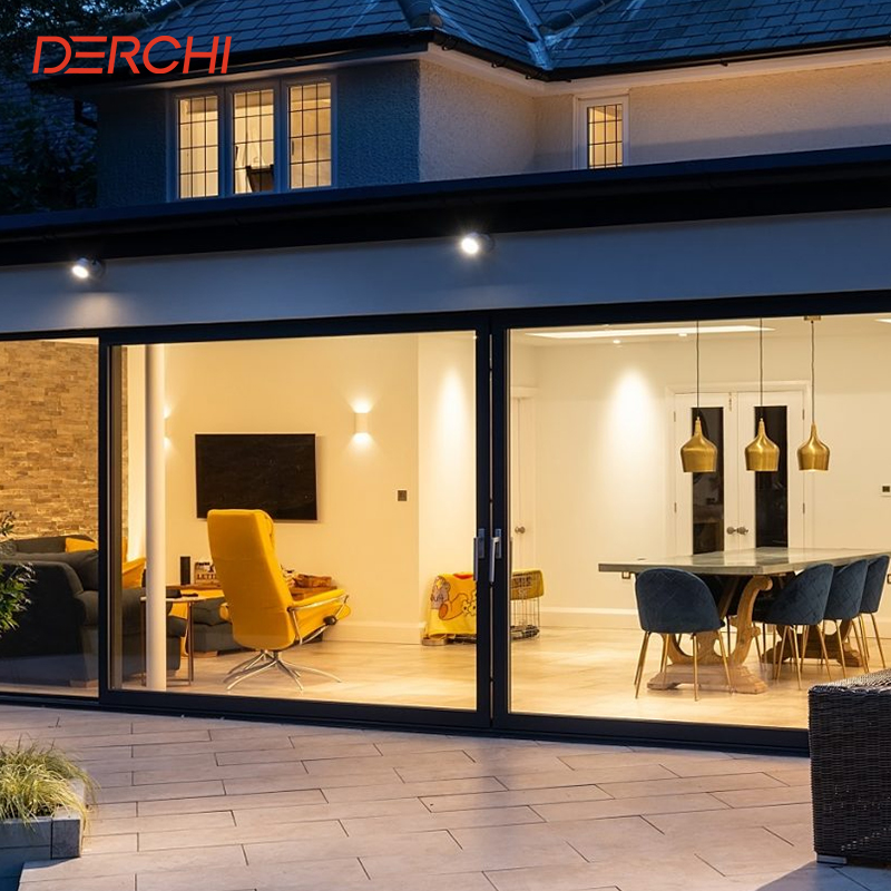 Residential House Commercial Heavy Duty Thermal Break Automatic Sliding Door Aluminum Patio Glass Door