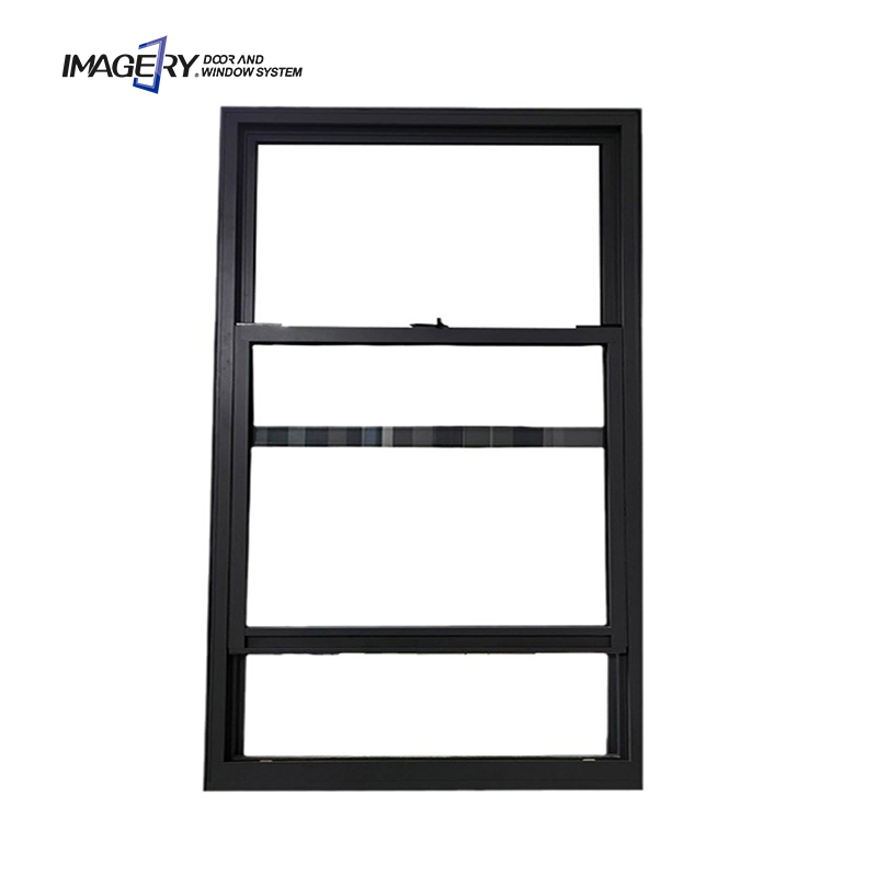 Imagery Classic Popular Style Soundproof Single Hung Aluminum Vertical Sliding Window for House Use