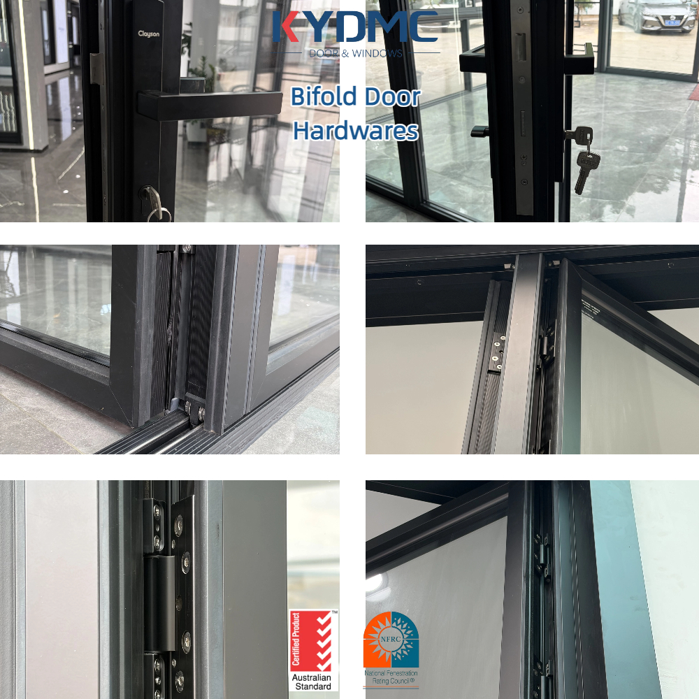 Custom Outdoor Patios Heat Insulation Aluminum Folding Door Glass Door Fold Moisture Resistant Exterior Bifold Sliding Door