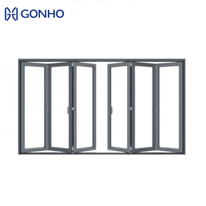 Aluminum Puerta Acordel Plegable Exterior Interior Patio Folding Door Front Doors Soundproof Bifold Patio Doors