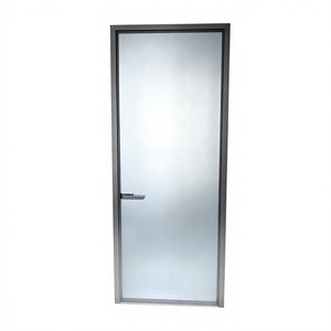 Aluminum Alloy Glass Flat Door with Minimalist Design Side Opening for Interior Use in Bathroom and Laundry