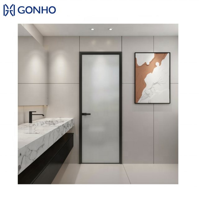Narrow Frame Interior Glass Casement Doors Aluminum Frame Toilet Casement Door for Bathroom