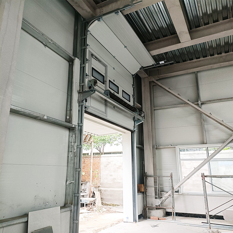 Modern Industrial Sectional Overhead Garage Door Durable and Waterproof with Transparent Windows Advanced Rolling Open Style