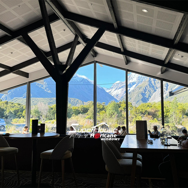 Glass Commercial Windows Residential Design Hurricane Bullet Proof Aluminum Tempered Glass Big Fixed Window Wall