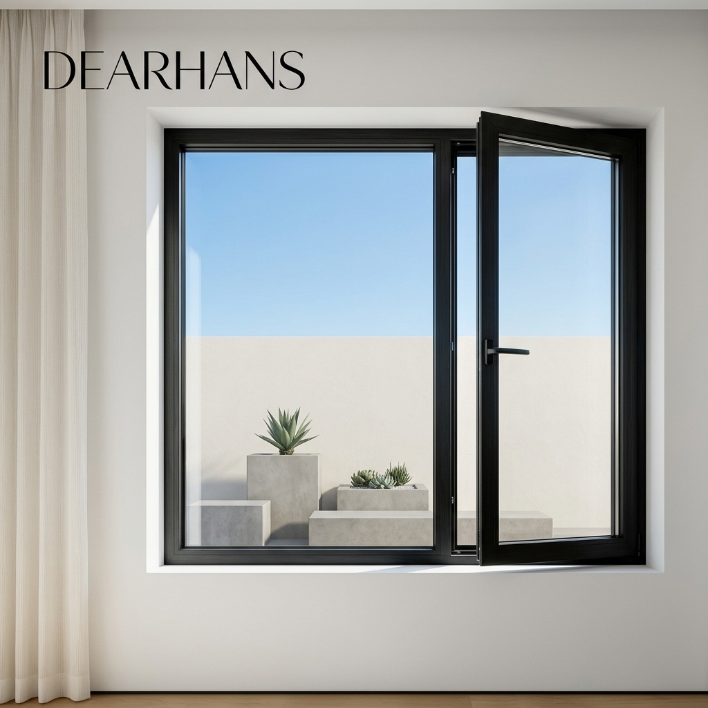 Modern Double Glazed Soundproof Aluminium Profile Casement windows Energy Efficient Custom Design Black windows and Doors