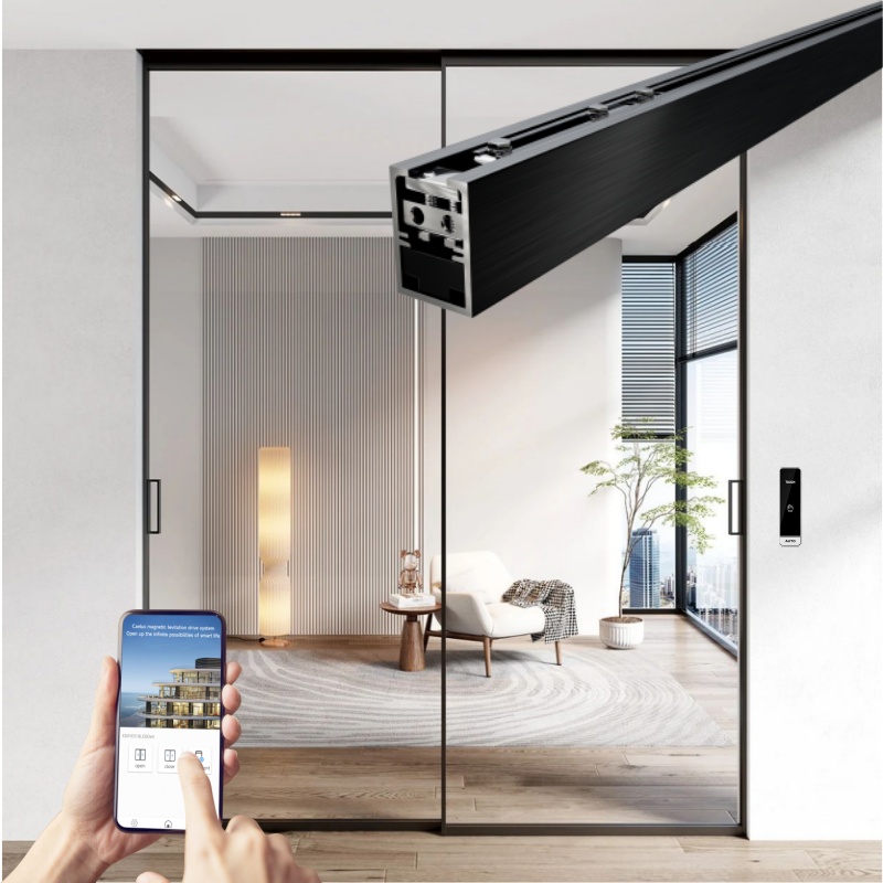 Aluminum Doors Interior Automatic Magnetic Glass Sliding Doors Operator System for Office Glass Partition Room