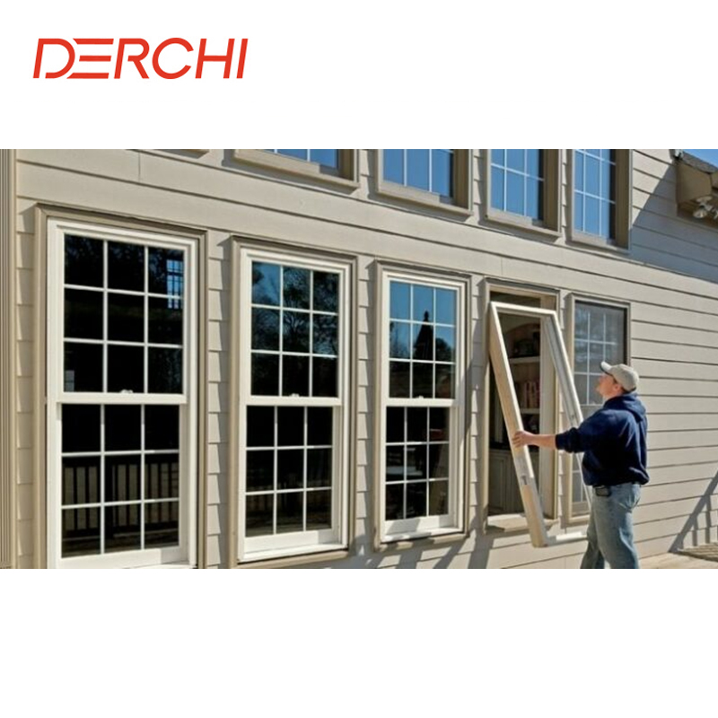 Modern Double Hung Aluminium Alloy Window Small Size Vertical Slide Design New Construction Waterproof Hung Windows For Home