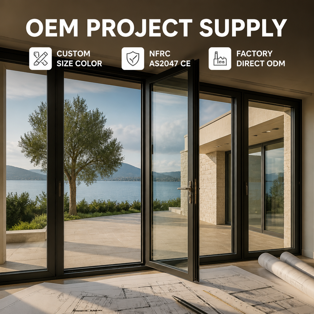 Multi Point Locking Aluminum Casement Entry Door Double Glazed Security Swing Door Thermal Break Patio