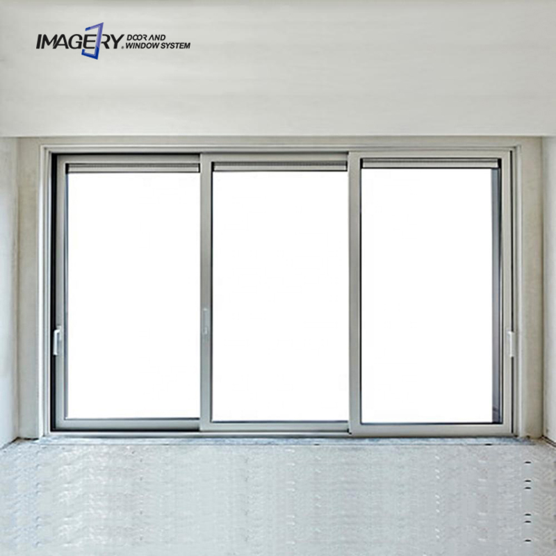 Simple Design Double Glazed 3 Tracks White Grill Frameless House Aluminum Sliding Door Window with Mosquito Net for Philippines