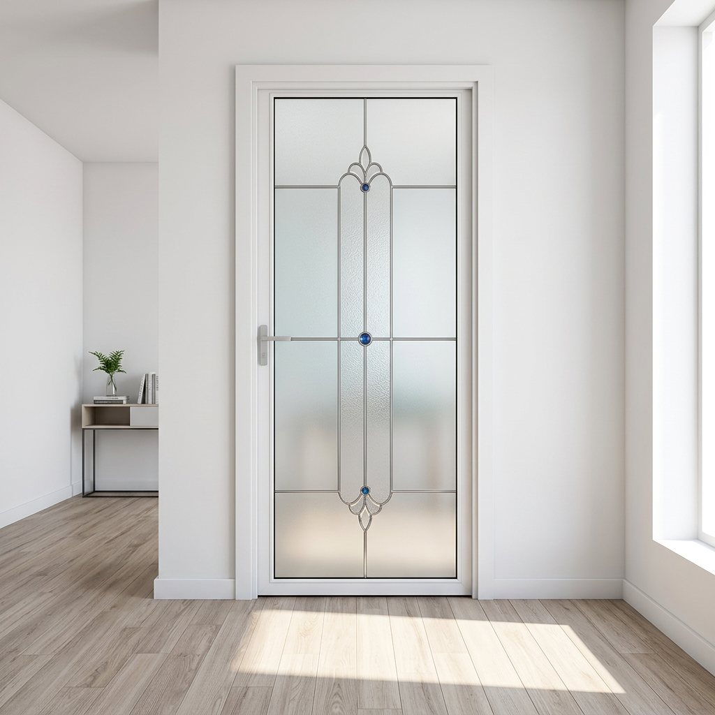 Aluminum Vintage Ornamental Metal Art Glass Moistureproof Laundry Washroom Dual Use Bathroom Door