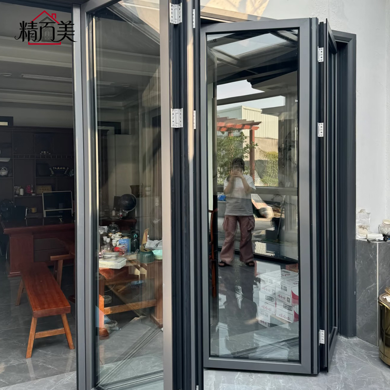 Narrow Custom Frame Aluminum Folding Door Weather Stripping Flexible Ventilation Slim Sash for Sunroom Patio Balcony Partition