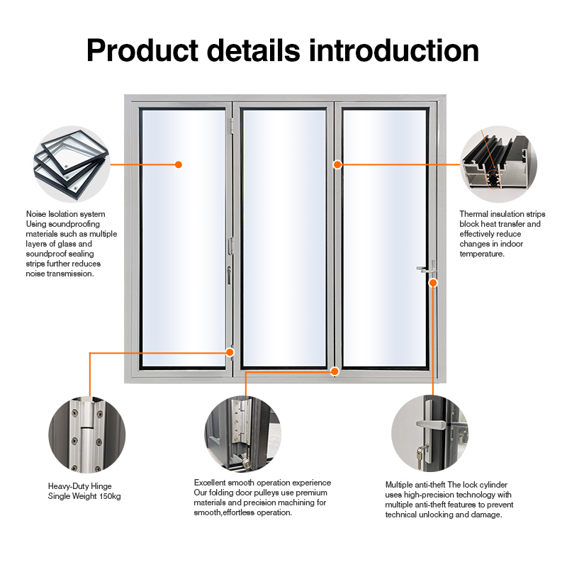 Hurricane Proof Aluminum Exterior Door Balcony Patio Lowe Glass Aluminum Bifold Folding Door