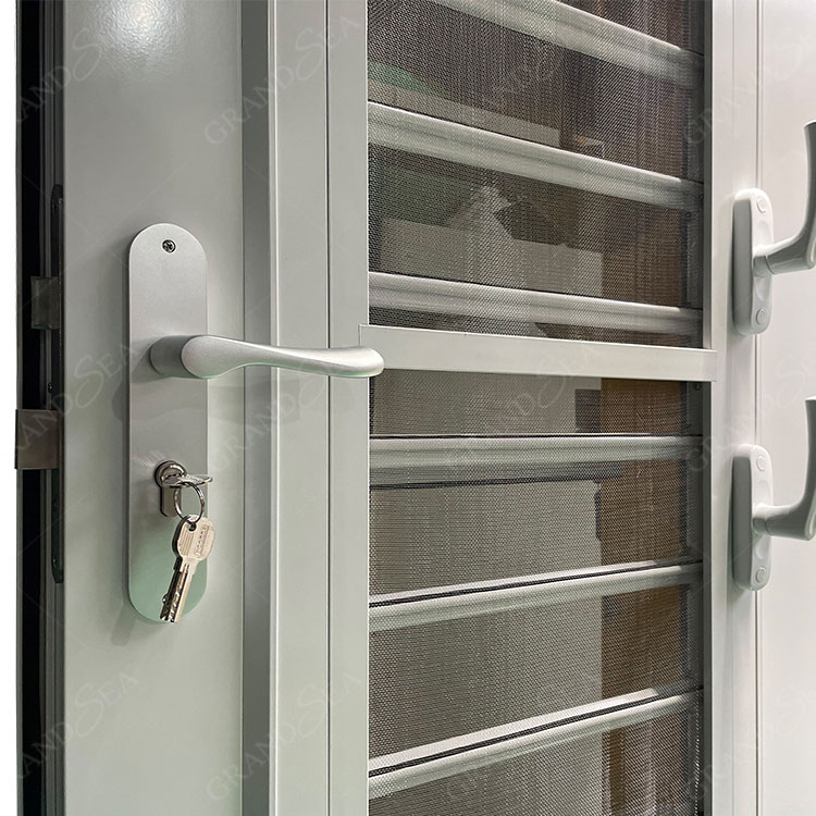 Caribbean Hurricane Proof Aluminum Framed Ventilation Adjustable Glass Louvered Jalouise Front Entry Door for Sale