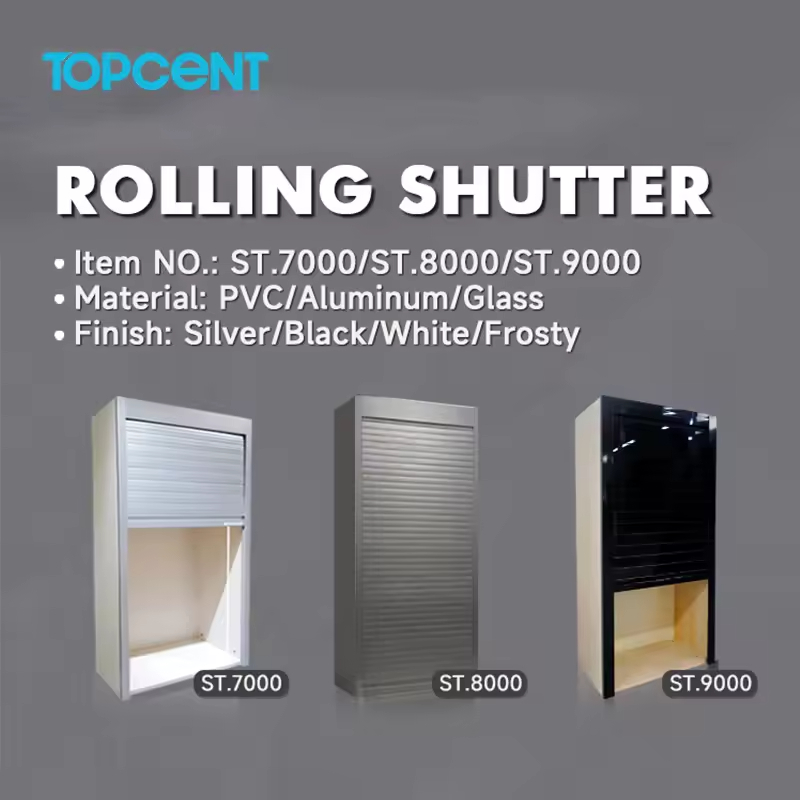 For Modern Commercial Kitchen Cabinet Roller Shutter Built-In Blinds Roll up Doors Tambour Door PVC/Aluminum/Glass
