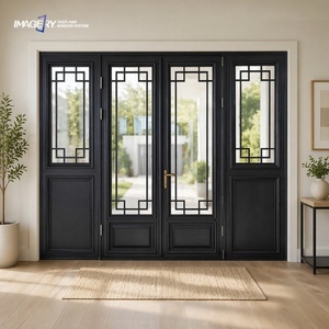 Aluminum Double Casement Antique Glass Doors with Built-in Grilles