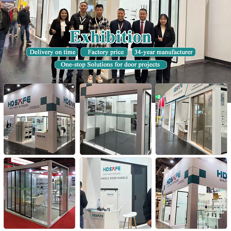 HDSAFE Slim Frame 8mm Glass Door Interior Factory Price Villa Hotel Project Black Telescopic Soft Closing Aluminum Sliding Door