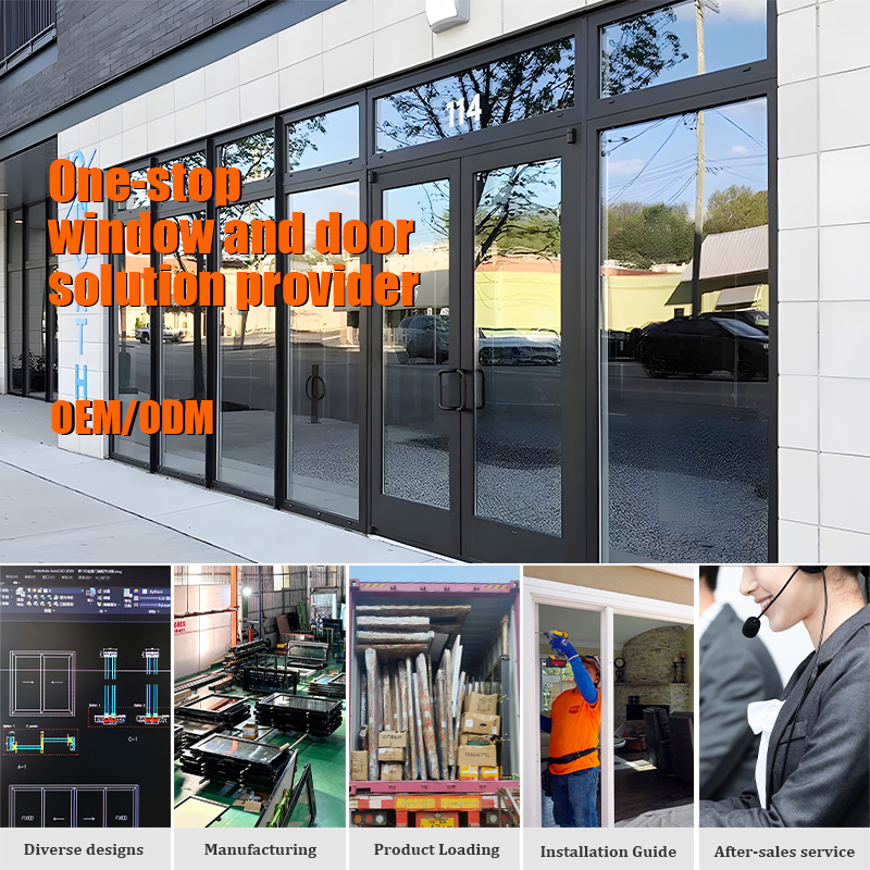 Commercial Aluminum Storefront Door French Style Glass Door KFC Commercial Door for House