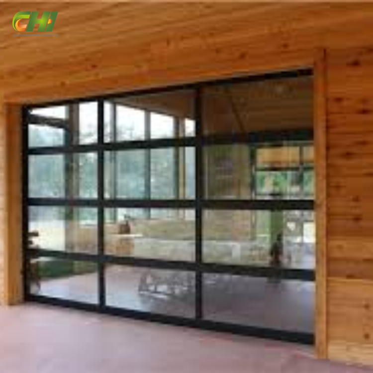 10x10 Full View Aluminum Sectional Glass Garage Door with Double Panels Custom Size for Wholesale