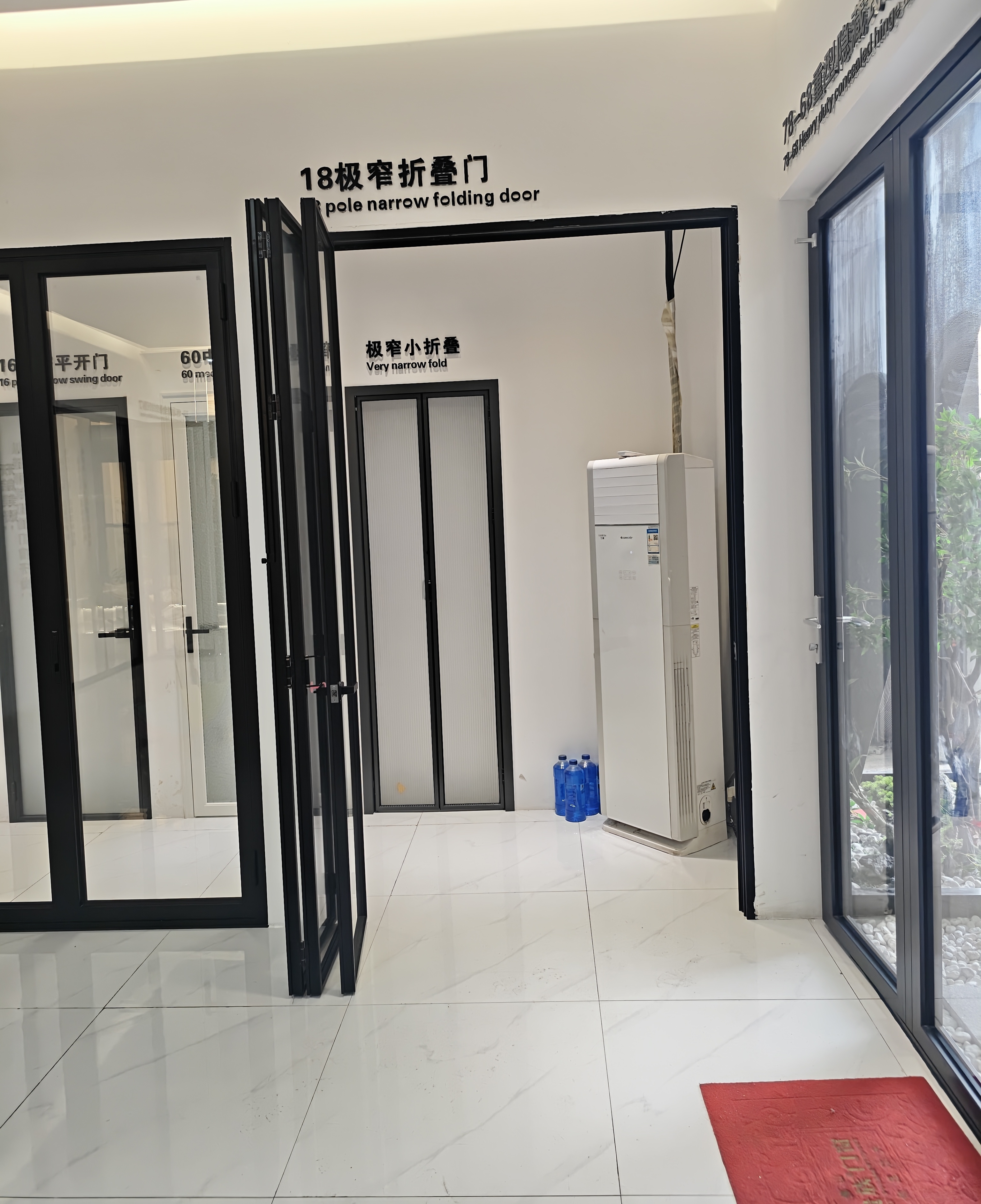 Aluminum Alloy Bi-Fold Patio Door Tempered Glass Accordion Folding Screen Black Kitchen Heat-Insulation Waterproof Finished