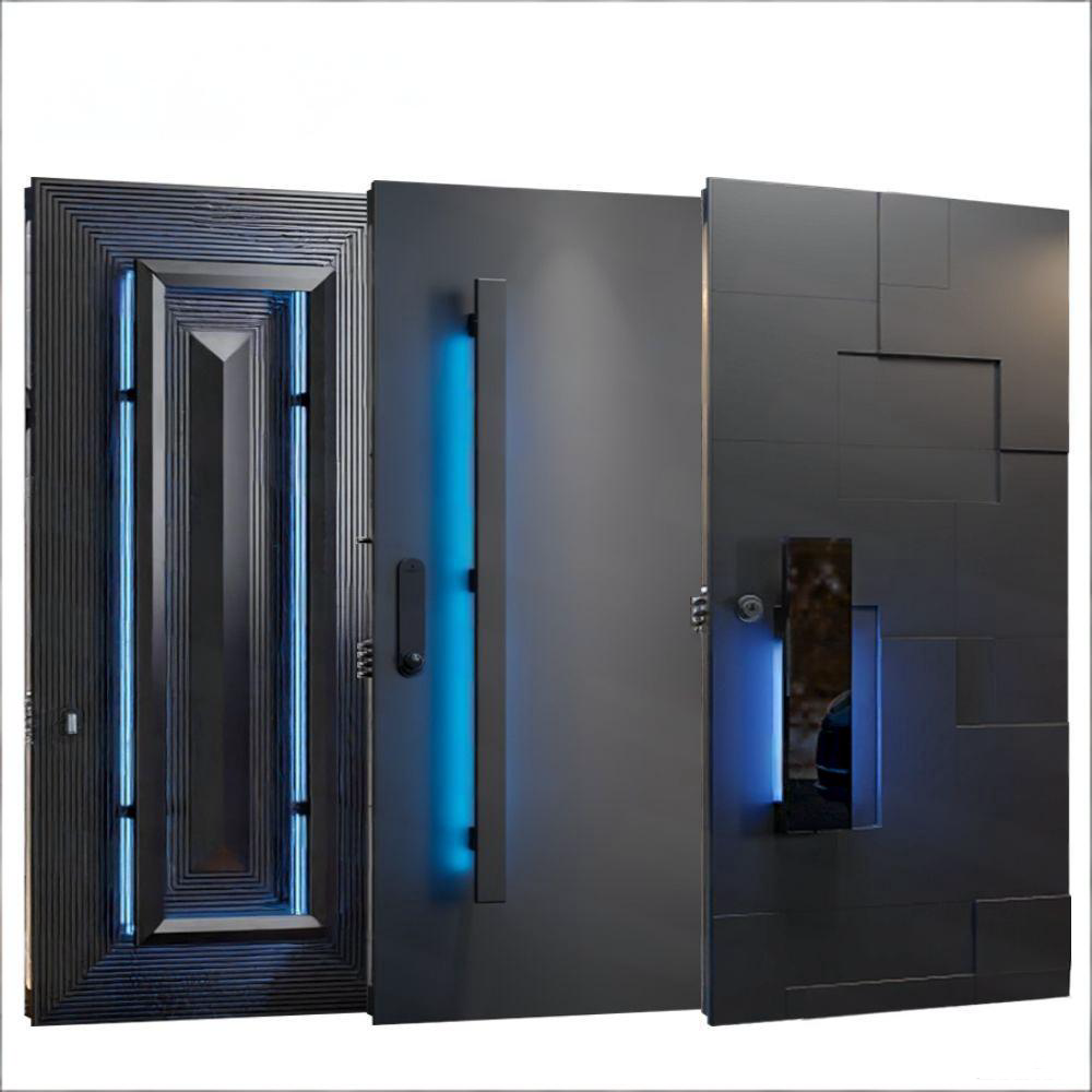 Modern Luxury Villa Apartment Aluminum Alloy Anti-Theft Main Entrance 3D Carving Wavy Security Exterior Front Entry for Hotel