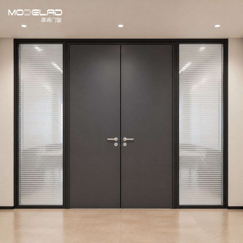Fireproof Wood Composite Interior Aluminum Alloy Slab Doors with Emergency Exit Fire Rating for Office
