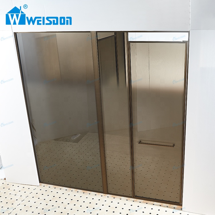 Soft Close SGCC Certified Villa Hotel Aluminum Alloy Bronze 5mm+5mm Laminated Safety Glass Framed Pivot Shower Door