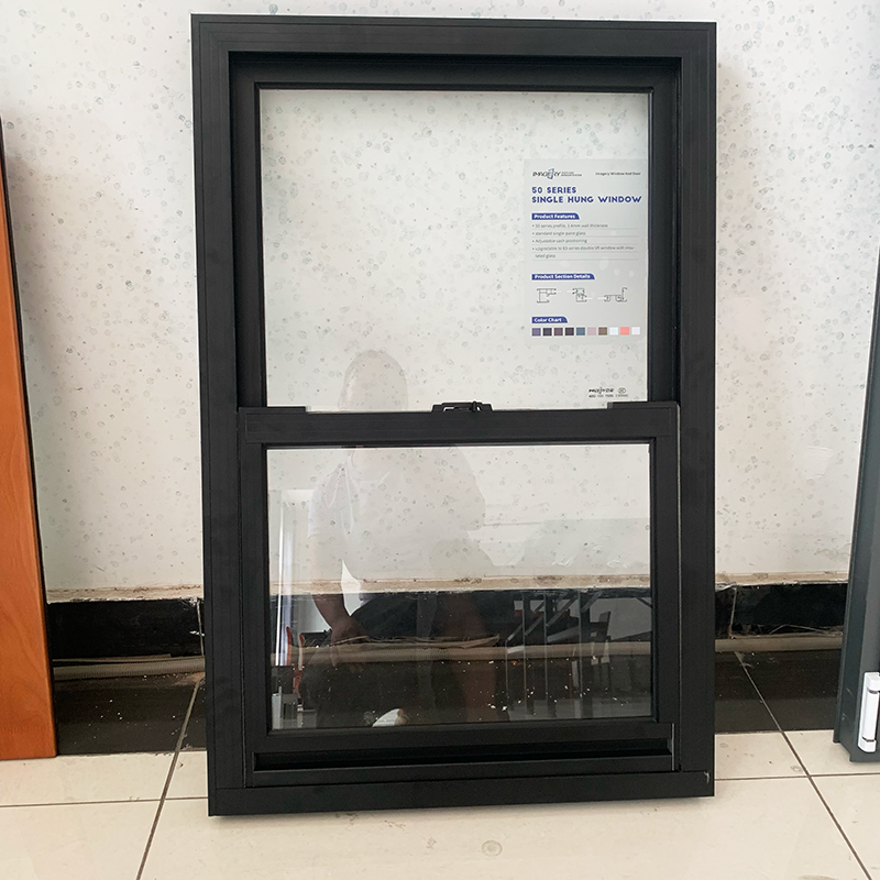Modern Style Soundproof Ventilation Tempered Glass Aluminum Single Hung Window for Bathroom