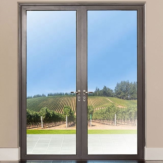 Nuoxin Exterior Entry Crittal Doors Design Tempered Glass Aluminum French Door Double Glass Swing Casement Door Soundproof Heat