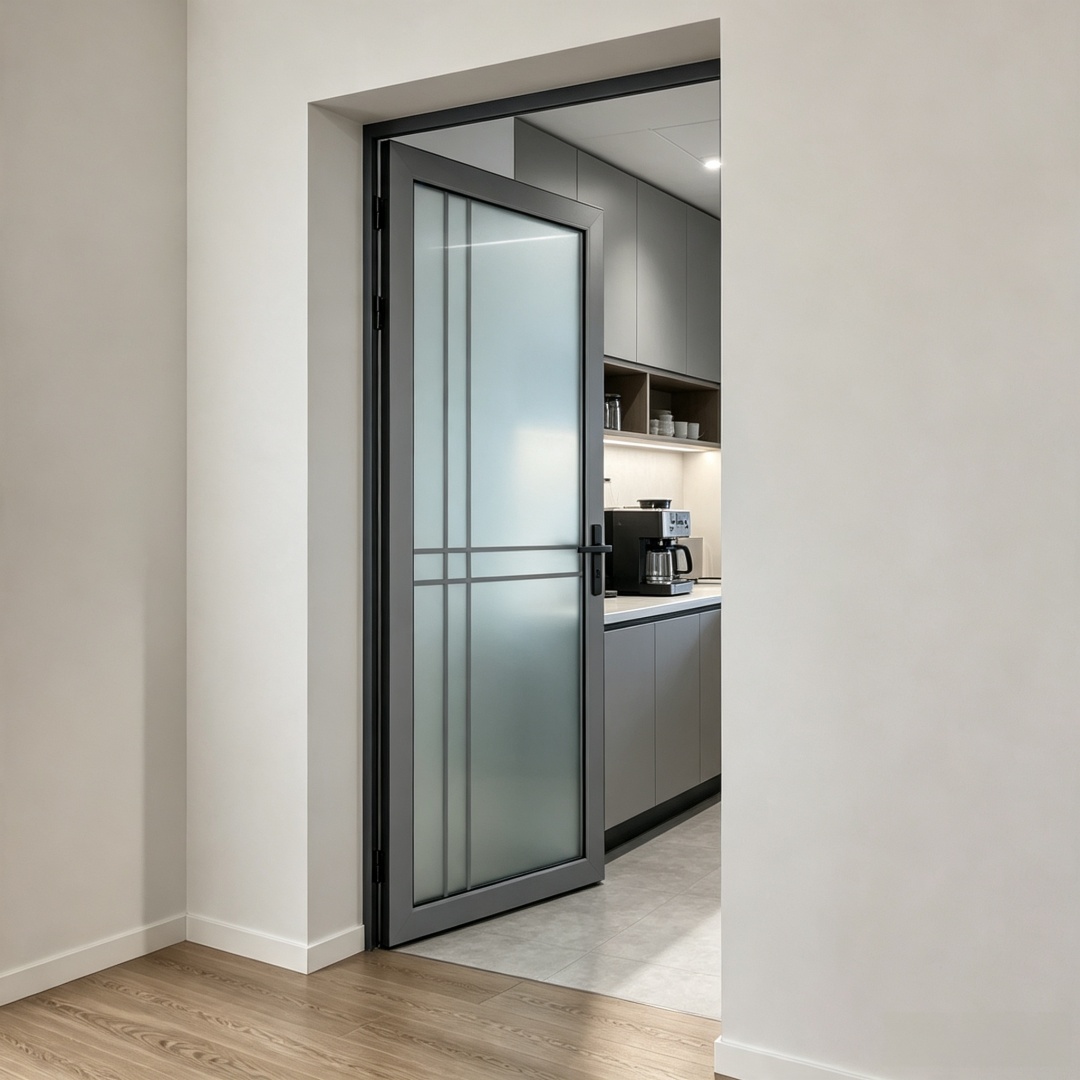 Factory Supply Aluminum Framed Casement Door Privacy Glass Swing Door Custom Size For Residential Villa Wet Area