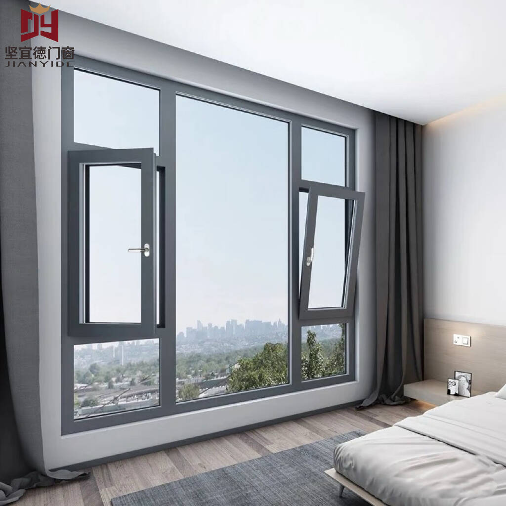 Aluminum Alloy Double Tempered Glass Windproof Swing Casement Window (Outward/Inward Opening)-OEM/ODM Bathroom Bedroom