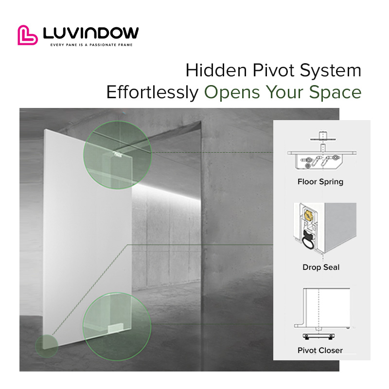Modern Entry Doors Aluminum Entrance Door for Houses Villa Main Front Glass Pivot Door