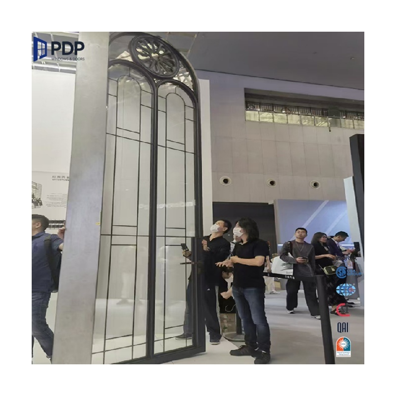 Thermal Break Black Aluminum French Casement Door Tempered Glass Grille Fiberglass Screen Interior Exterior Entry Door