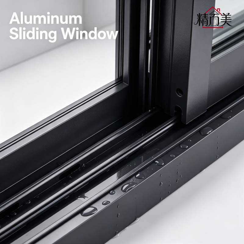 Matte Black Custom Size Aluminum Sliding Window With Drainage Track Smooth Sliding Rail Large Glass Sash For Balcony Apartment