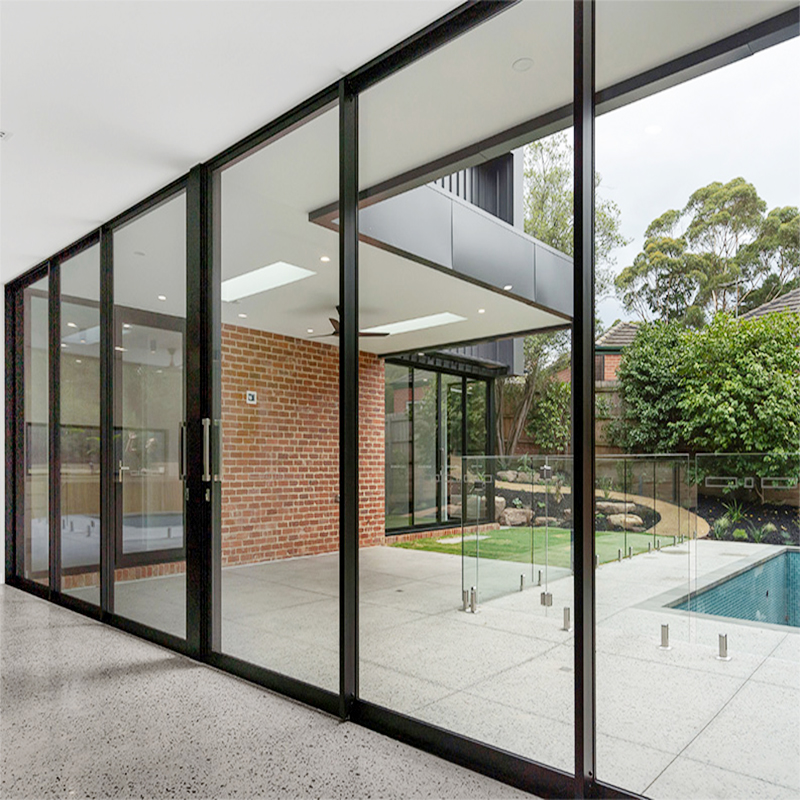 Tempered Glass Modern Design Waterproof Extremely Narrow Aluminum Alloy Sliding Glass Interior Doors Apartment Bedroom Kitchen