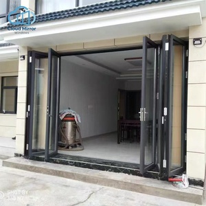 Modern European Multi-Panel Aluminum Exterior Bi-Fold Door Tempered Glass Windproof for Homestay Rural Residential Buildings